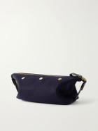 Bennett Winch - Leather-Trimmed Cotton-Twill Wash Bag - Blue