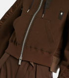 Sacai Paneled cotton-blend fleece zip-up hoodie