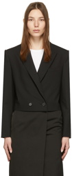 Juun.J Black Cropped Double Breasted Blazer