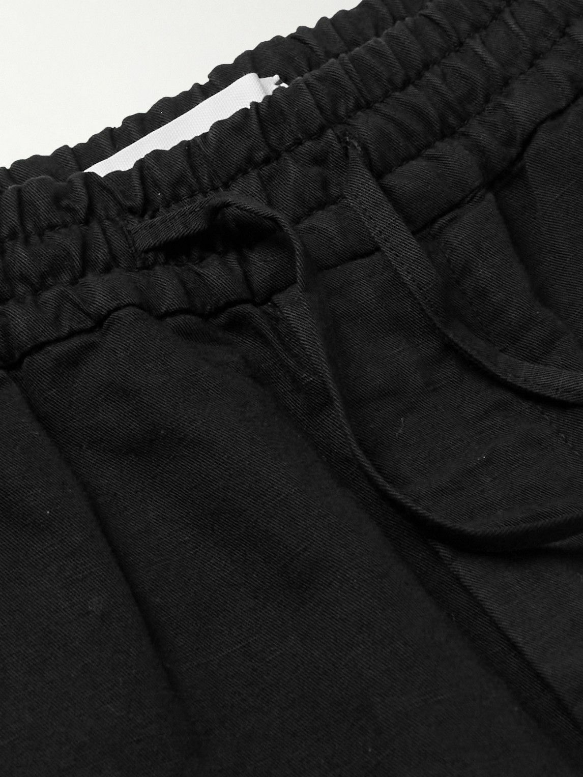 Mr P. - Straight-Leg Cotton and Linen-Blend Twill Drawstring Shorts - Black Mr  P.