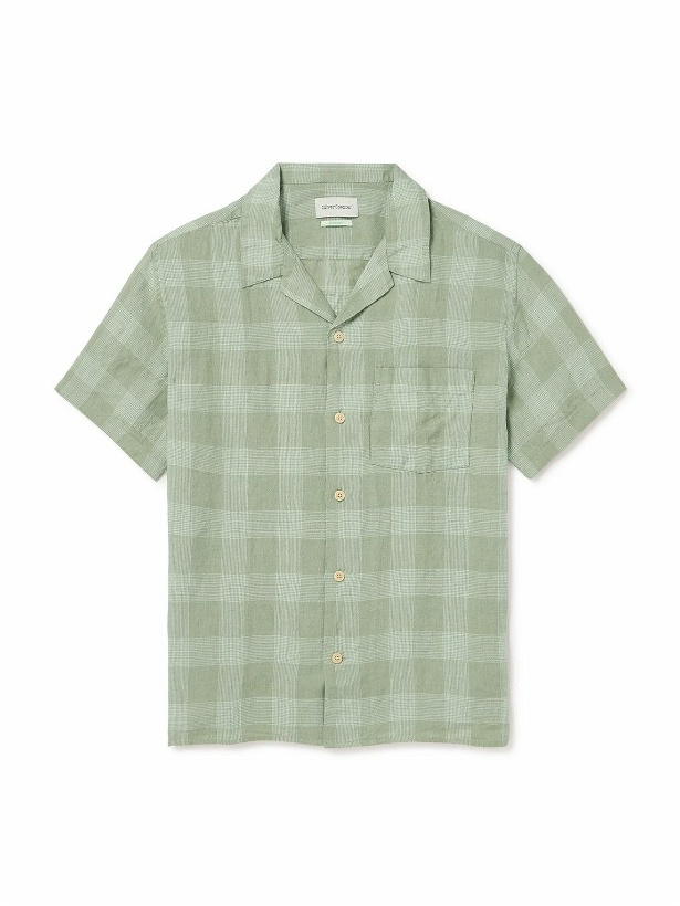 Photo: Oliver Spencer - Havan Camp-Collar Checked Linen Shirt - Green