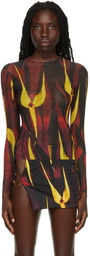 Louisa Ballou Red Printed Long Sleeve T-Shirt
