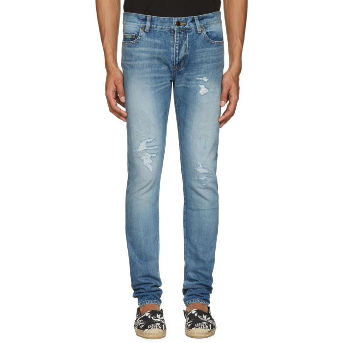 Photo: Saint Laurent Blue Low Waisted Skinny Jeans