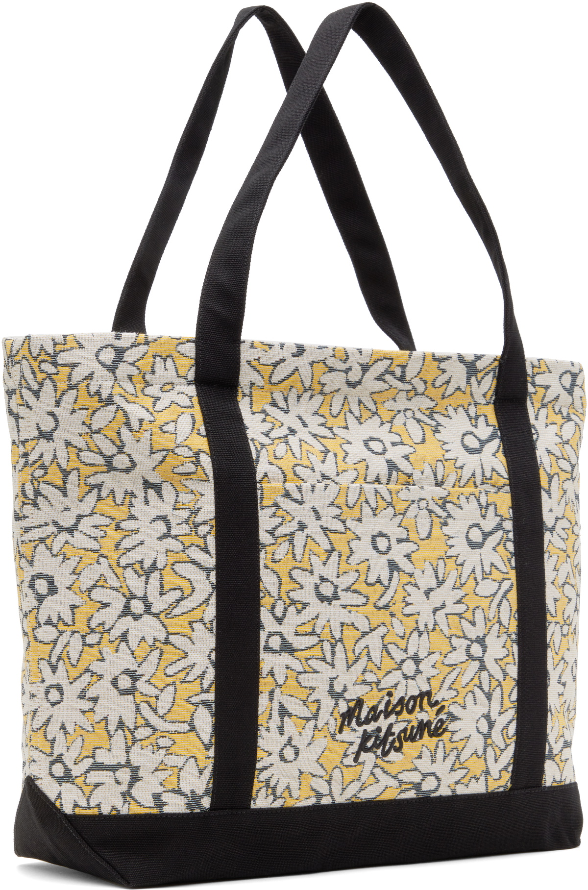 Maison Kitsuné Yellow Daisy Field Large Jacquard Tote