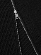 Maison Margiela - Ribbed Cotton and Wool-Blend Zip-Up Cardigan - Black