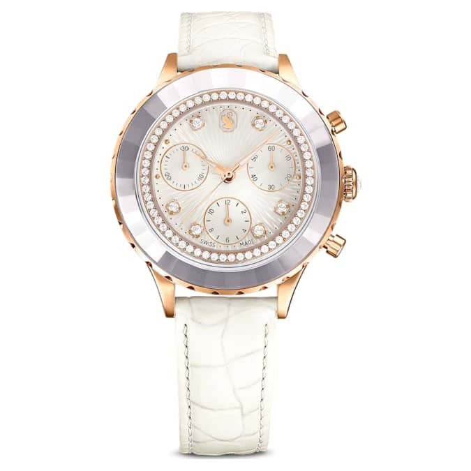 Photo: Swarovski Octea Chrono Quartz Crystal White Dial Watch 5671150