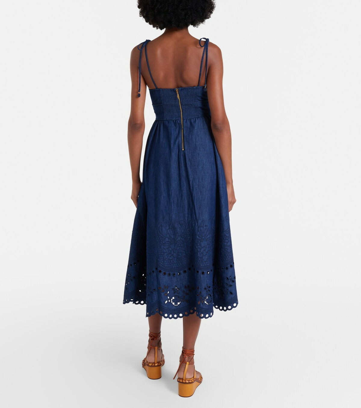 Zimmermann Mahon broderie anglaise denim midi dress
