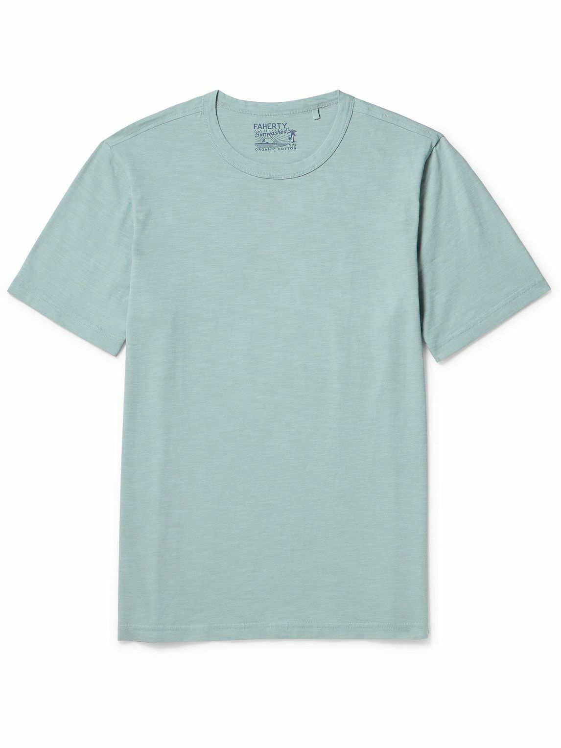 Photo: Faherty - Sunwashed Organic Cotton-Jersey T-Shirt - Blue