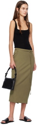 ST. AGNI Khaki Belted Midi Skirt