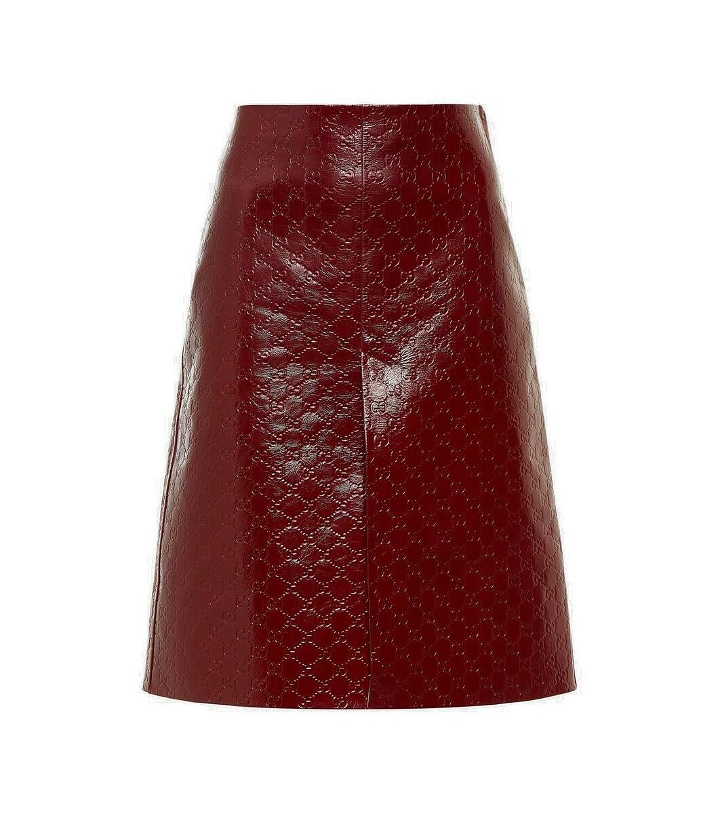 Photo: Gucci GG embossed leather midi skirt