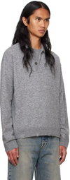 HOPE Gray Preppy Polo Sweater