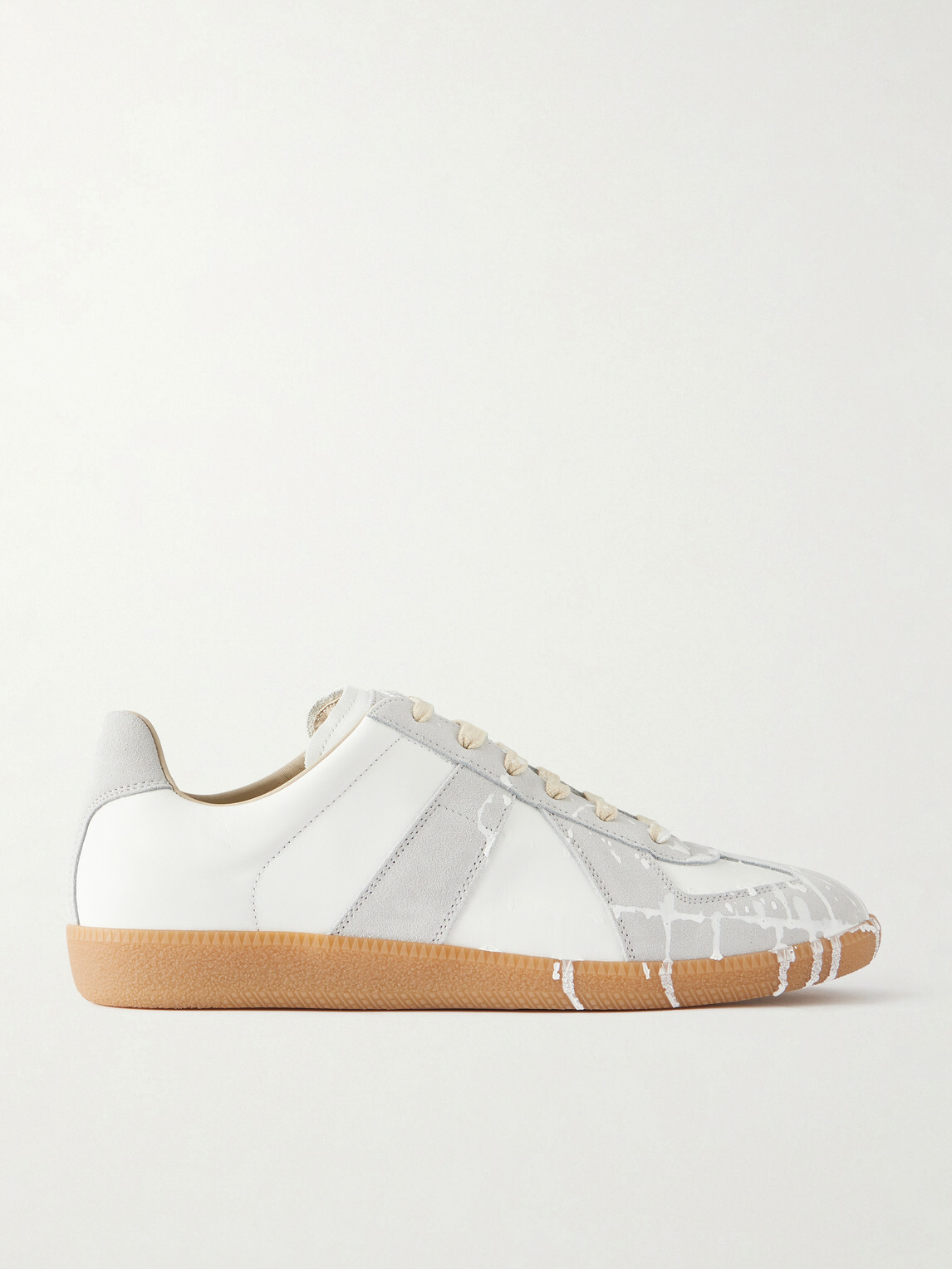 Maison Margiela - Replica Paint-Splattered Leather Sneakers - White