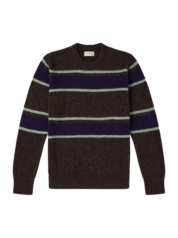 Photo: Oliver Spencer - Blenheim Striped Wool-Blend Sweater - Brown