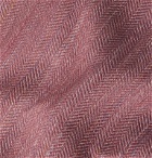 Bigi - 8cm Herringbone Silk and Linen-Blend Tie - Pink