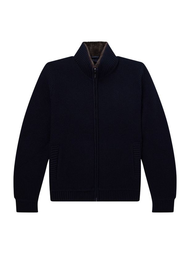 Photo: Herno - Wool Zip-Up Cardigan - Blue