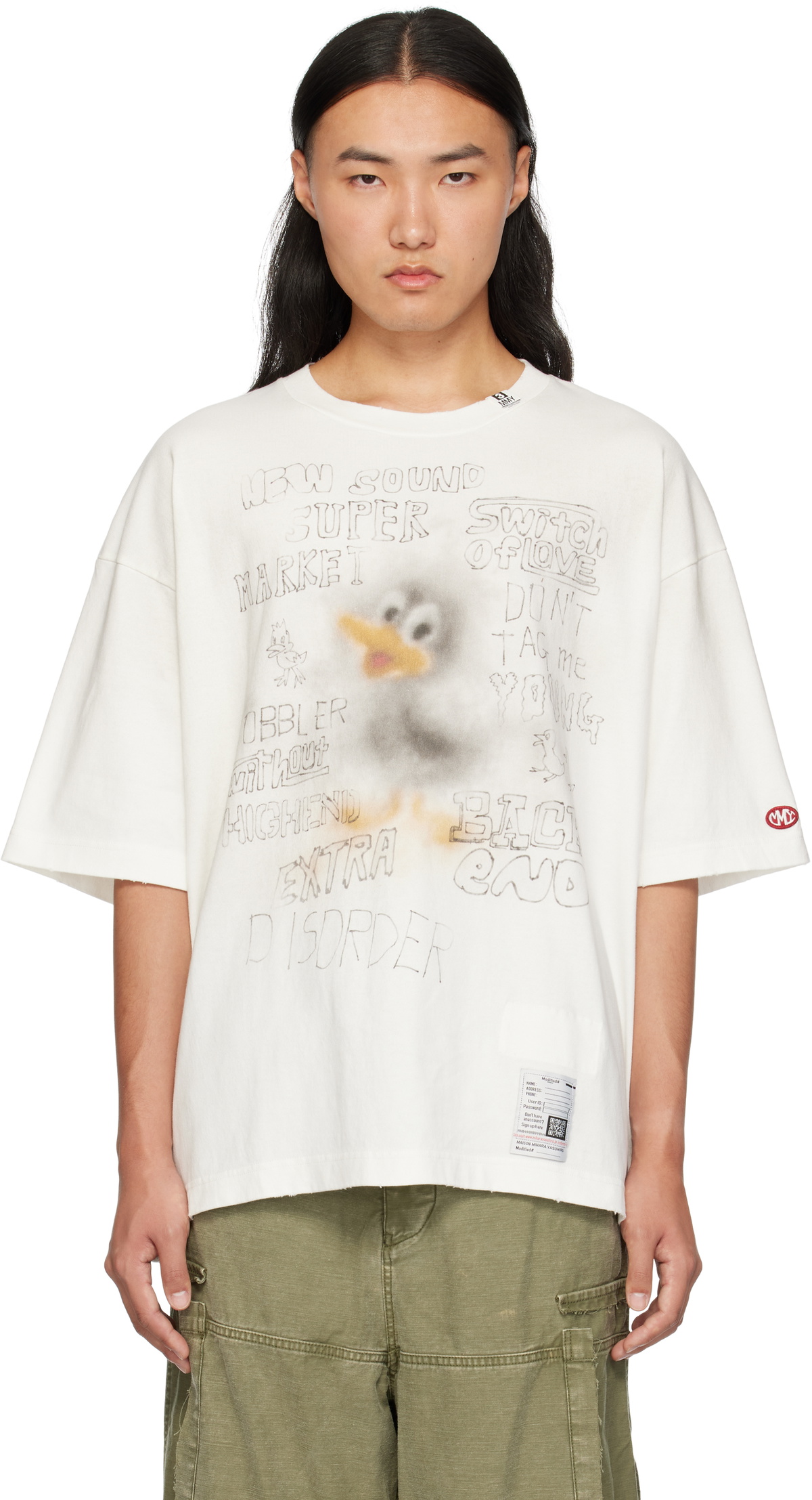 Maison MIHARA YASUHIRO White Duck Printed Distressed T-shirt