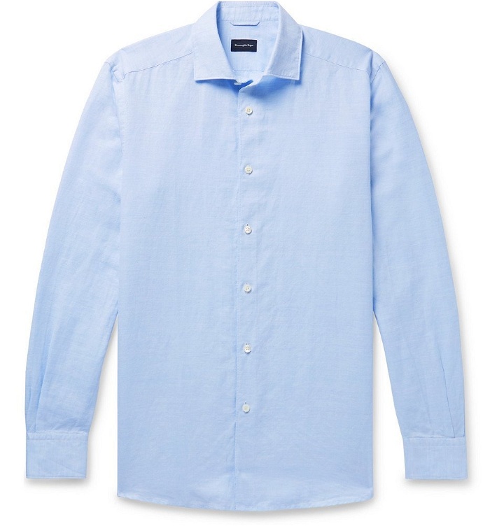 Photo: Ermenegildo Zegna - Cotton and Linen-Blend Shirt - Men - Light blue