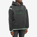 Saint Laurent Men's Logo Varsity Hoody in Black