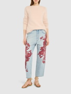 BLUMARINE Printed Baggy High Rise Cropped Jeans