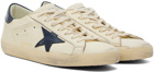 Golden Goose Off-White & Navy Super-Star Sneakers
