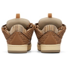 Lanvin Brown Faux-Raffia Curb Sneakers