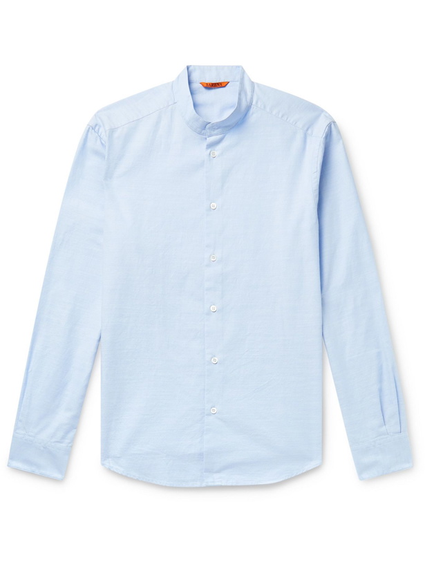 Photo: BARENA - Slim-Fit Grandad-Collar Cotton Oxford Shirt - Blue