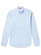 BARENA - Slim-Fit Grandad-Collar Cotton Oxford Shirt - Blue