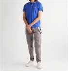 MONCLER - Slim-Fit Contrast-Tipped Logo-Appliquéd Cotton-Piqué Polo Shirt - Blue