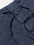 Lardini - Straight-Leg Pleated Linen Drawstring Shorts - Blue