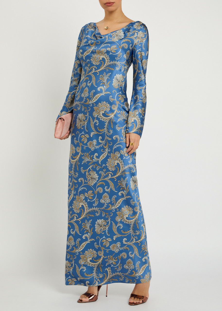Veronica Beard Ember Paisley-print Silk-blend Maxi Dress Blue