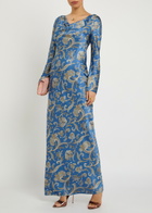 Veronica Beard Ember Paisley-print Silk-blend Maxi Dress Blue