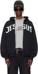 VETEMENTS Black 'Jesus Christ' Zip-Up Hoodie