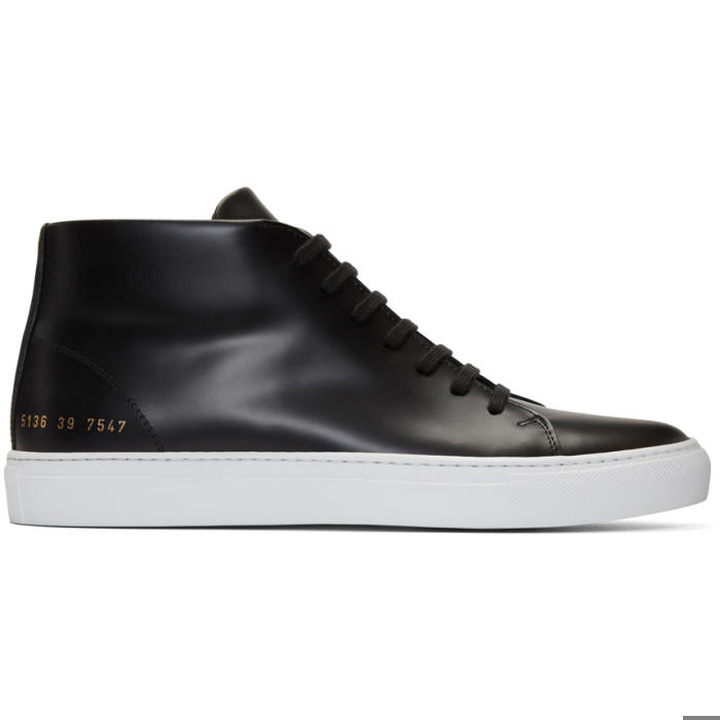Photo: Common Projects Black New Court Mid-Top Sneakers