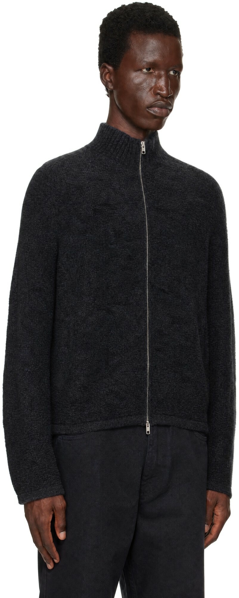 Palmes Gray Knitted Zip Sweater