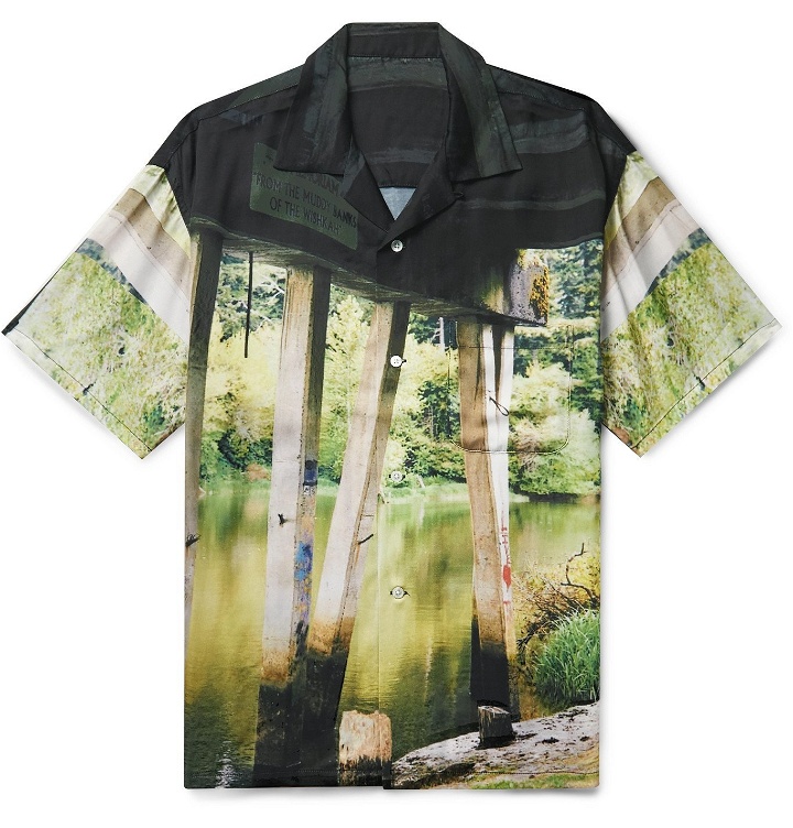 Photo: Flagstuff - Under the Bridge Camp-Collar Printed Woven Shirt - Black