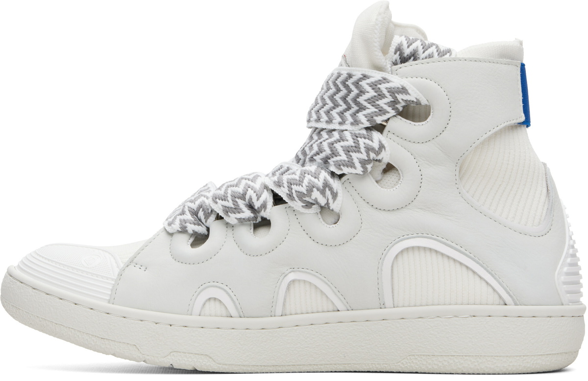 Lanvin White High Top Curb Knit Sneakers