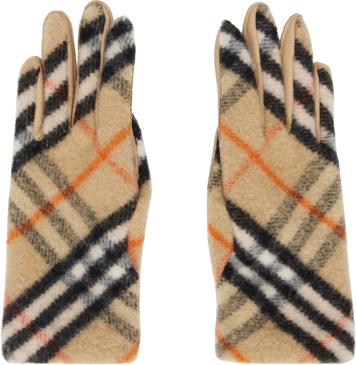 Burberry Khaki Check Cashmere Blend Gloves Burberry