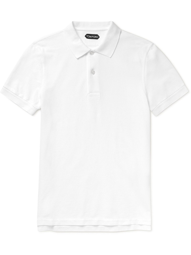 Photo: TOM FORD - Garment-Dyed Cotton-Piqué Polo Shirt - White