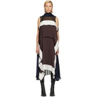 sacai Brown Satin & Chiffon Midi Dress