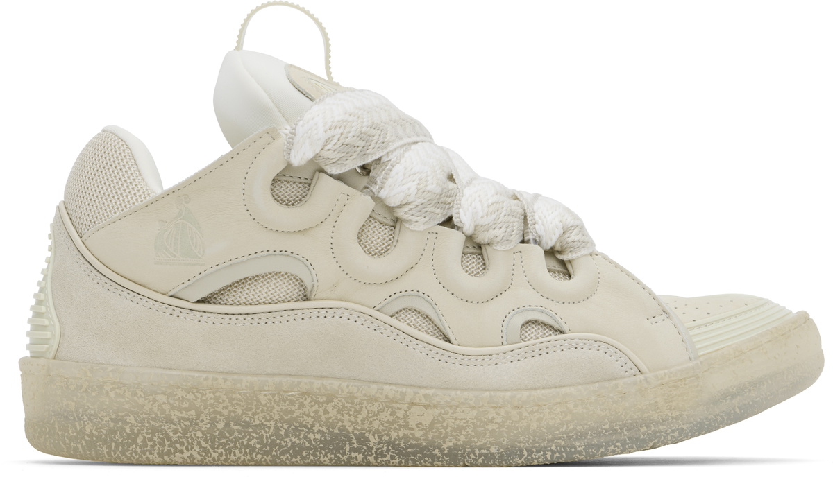 Lanvin Off-White Leather Curb Sneakers Lanvin