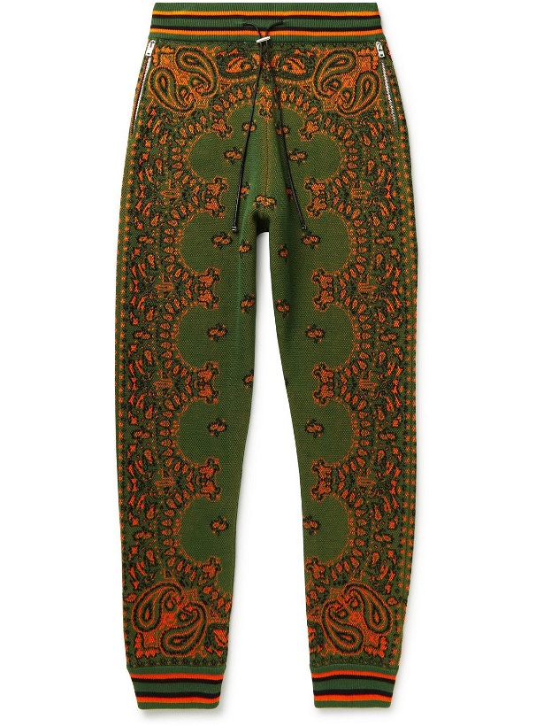 Photo: AMIRI - Tapered Bandana-Jacquard Cotton and Cashmere-Blend Sweatpants - Green