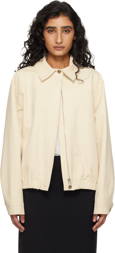 Photo: Loulou de Saison Beige Drew Cotton Gabardine Windbreaker Jacket