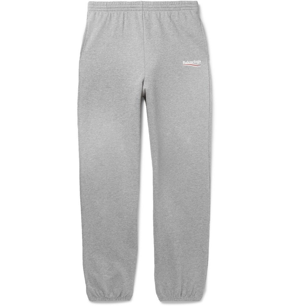 Balenciaga - Logo-Print Mélange Loopback Cotton-Jersey Sweatpants - Men ...