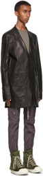 Rick Owens Black Leather Lido Jacket