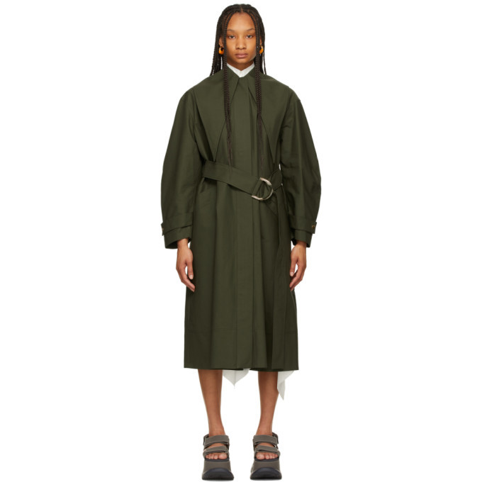 Photo: JW Anderson Green Slim Collar D-Ring Trench Coat