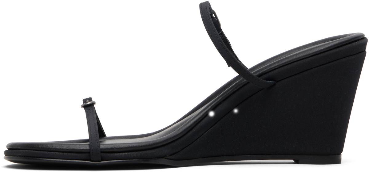 St. Agni Black Petit Belt Detail Wedge Heeled Sandals