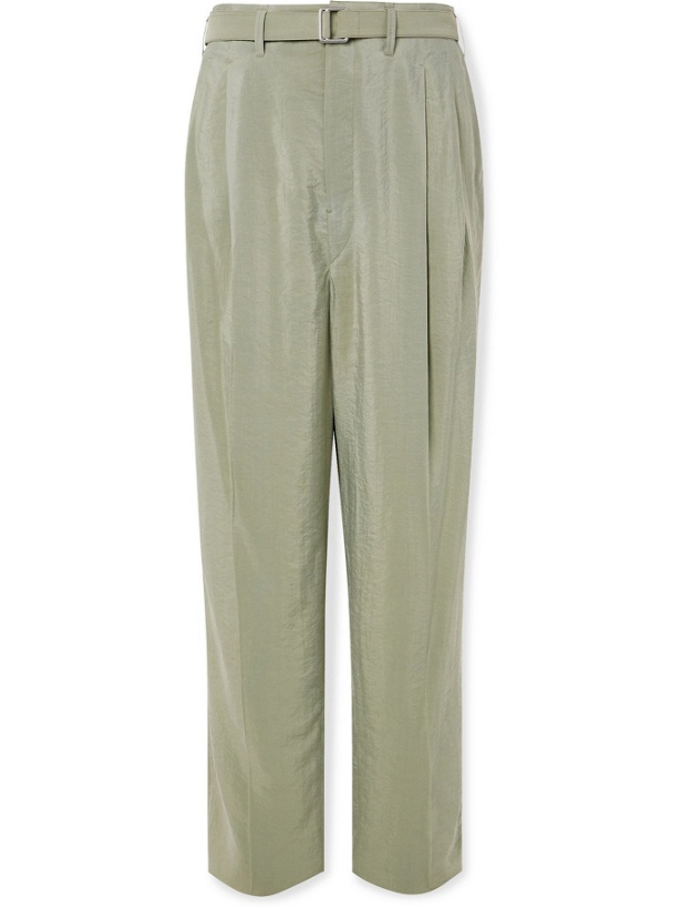 Photo: LEMAIRE - Belted Pleated Silk-Blend Trousers - Green - IT 52