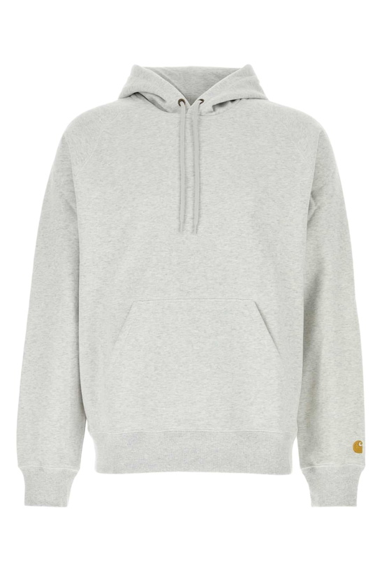Photo: Carhartt Melange Light Grey Cotton Blend Hooded Chase Sweat