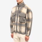 And Wander Men's Check Boa Jacket in Gray