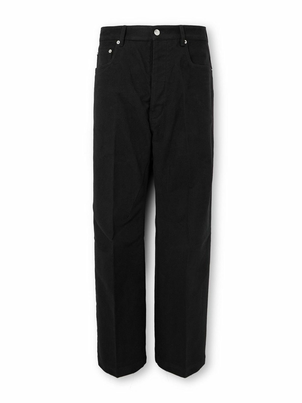 Photo: Rick Owens - Geth Wide-Leg Brushed Organic Cotton-Twill Trousers - Black